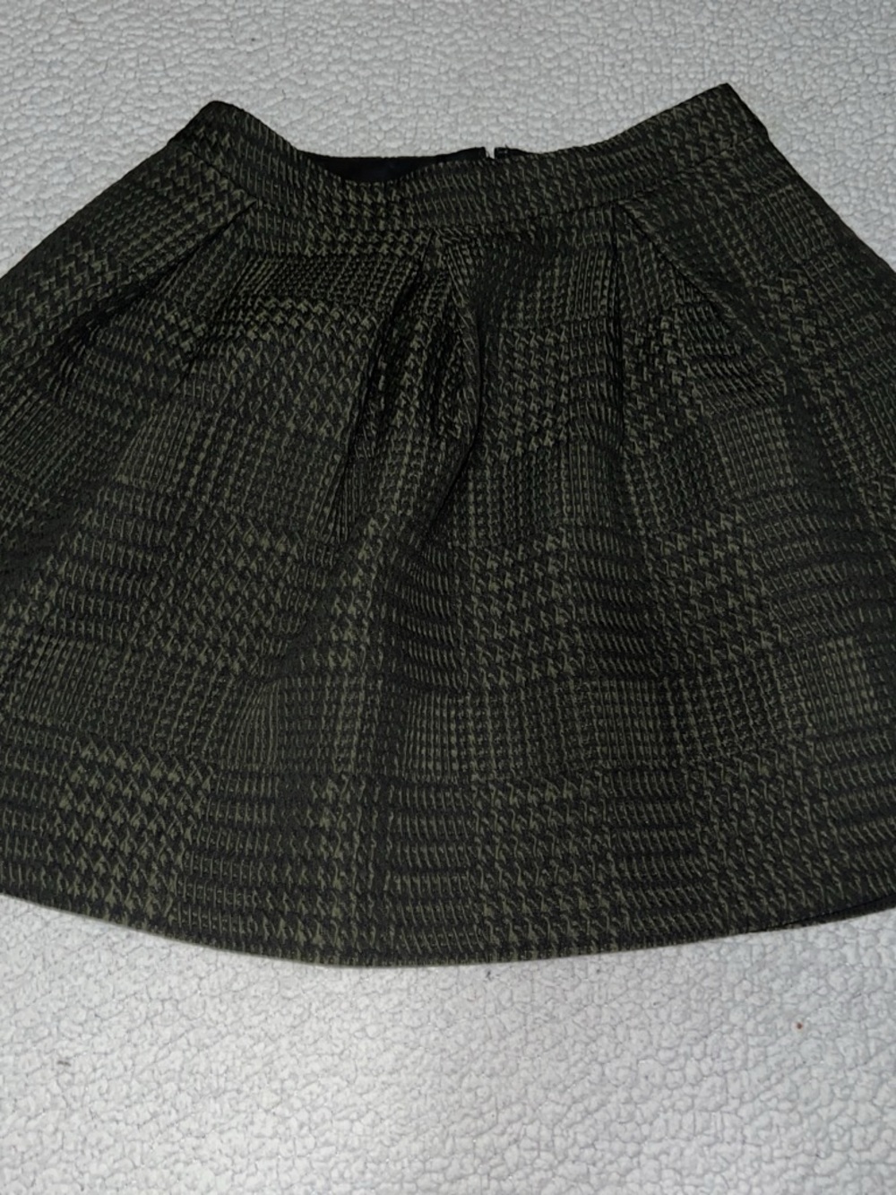 Express Olive Green Plaid Pleated Skirt